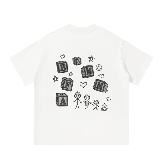 White BAMFAM Block Oversized Tee