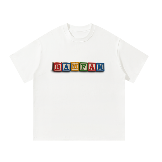 White BAMFAM Block Oversized Tee